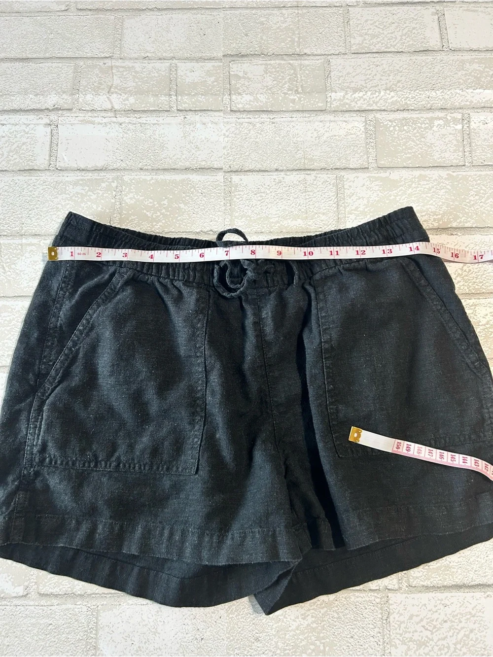 J. Crew Black Linen Blend Elastic Waist Shorts Vacation Resort size XS